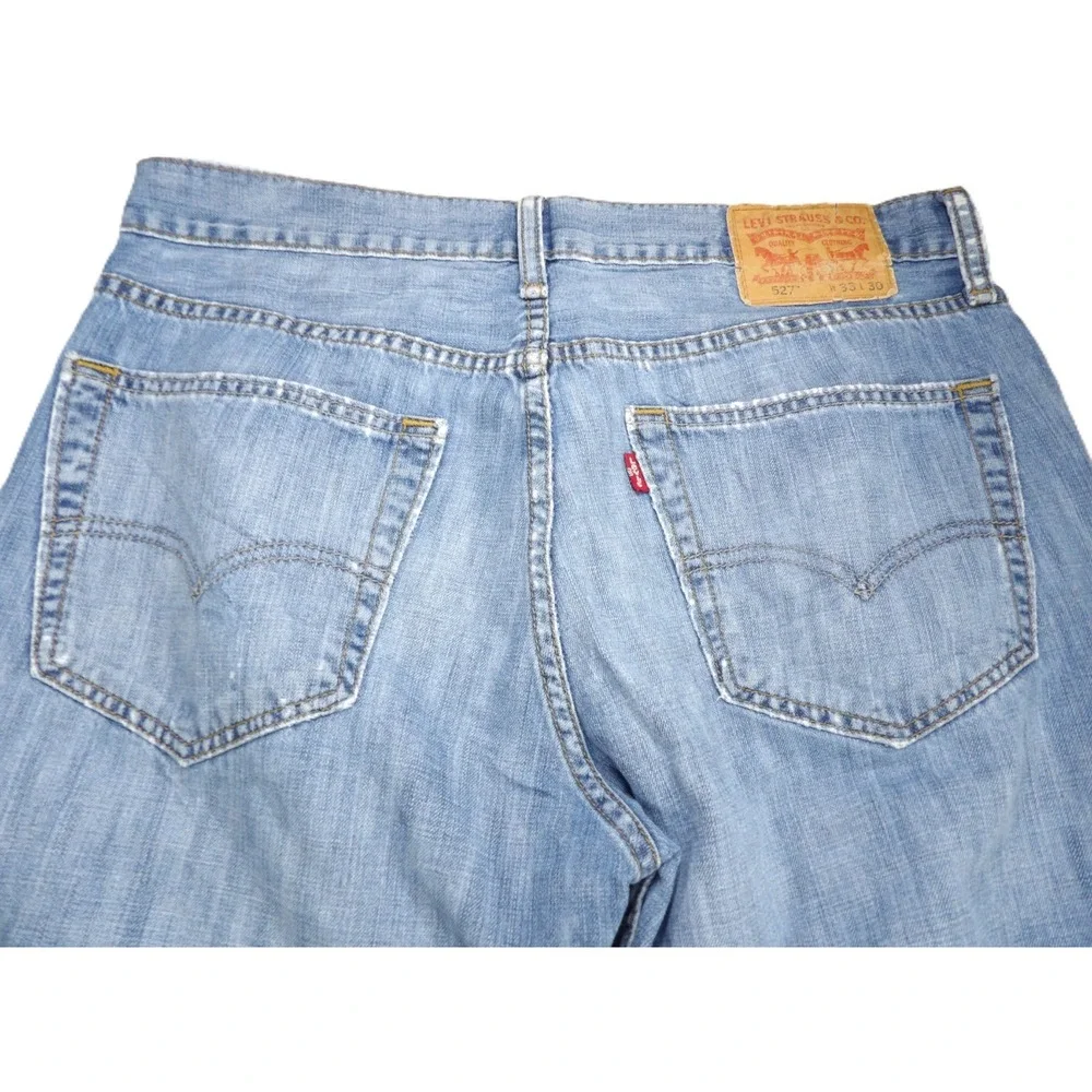 Y2K Levis 527 Slim Bootcut Jeans Men W33xL30 Distressed Light Wash Denim Western